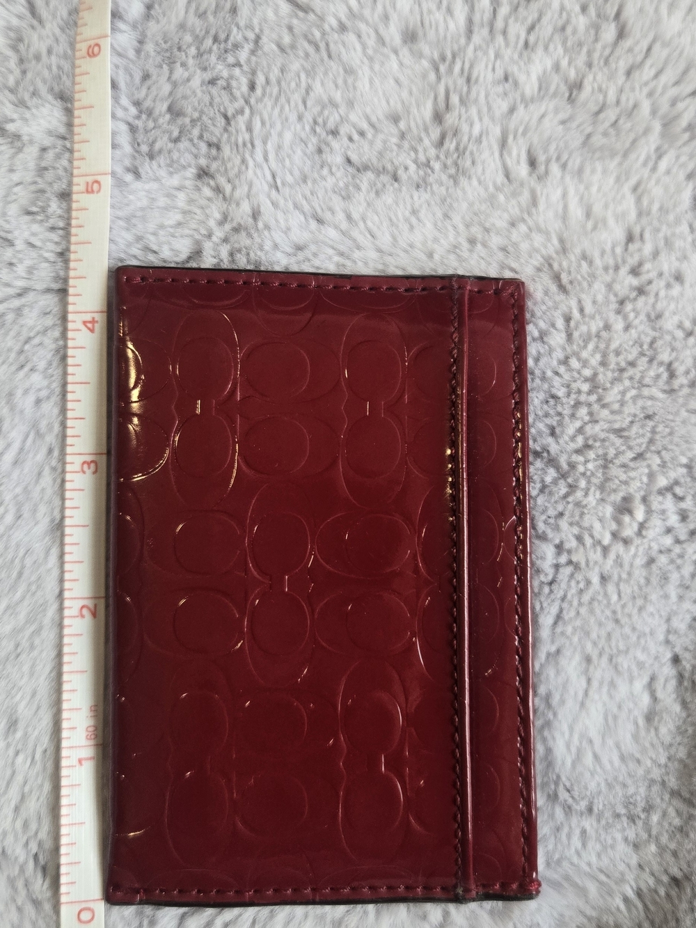 Coach Patent Leather Card Case in Deep Red